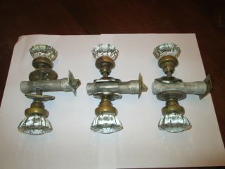 3 - Glass door knobs VINTAGE - 12 point clear glass with hardware 3