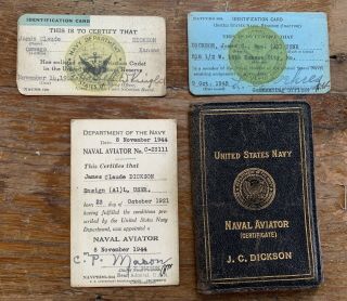 Wwii Us Navy Naval Aviator Certificate Cards United States Pilot