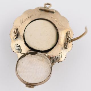 Antique Victorian Mourning 10k Gold Amethyst Pearl Locket Brooch Pin Pendant 6