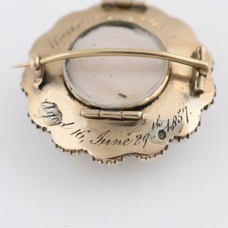 Antique Victorian Mourning 10k Gold Amethyst Pearl Locket Brooch Pin Pendant 7