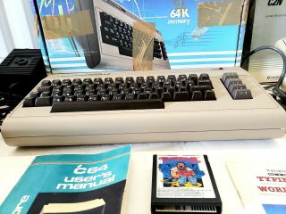 Vintage Commodore 64 personal computer w/ box disk drive joystick TAPPER 2