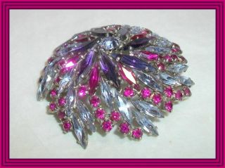 Sherman FUCHIA,  PURPLE & ALEXANDRITE - PINWHEEL MOTIF - DOMED CLUSTER BROOCH NR 3