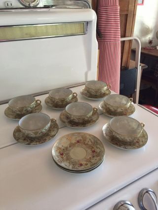 Mikado Japan Hand Painted 7 Teacups & Saucers