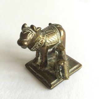 Antique Indian Hindu Figure Oriental Bronze Deity Cow Krishna