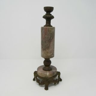 Cast Iron Marble Table Lamp Base 12.  75 " Tall Pink Gray Marble Repair