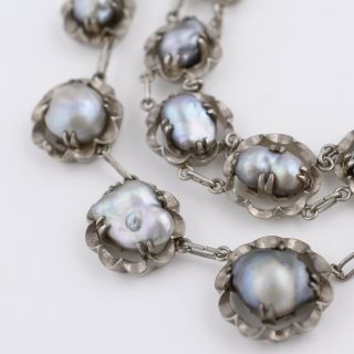 Vtg 1950s Japanese Japan Sterling Silver Baroque Pearl Necklace Bracelet Set