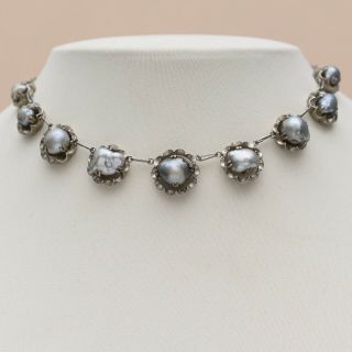 Vtg 1950s Japanese Japan Sterling Silver Baroque Pearl Necklace Bracelet Set 2