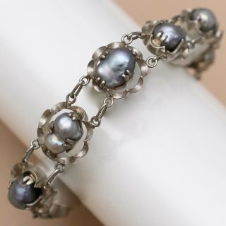 Vtg 1950s Japanese Japan Sterling Silver Baroque Pearl Necklace Bracelet Set 3