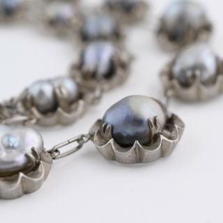 Vtg 1950s Japanese Japan Sterling Silver Baroque Pearl Necklace Bracelet Set 7