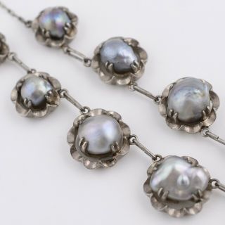 Vtg 1950s Japanese Japan Sterling Silver Baroque Pearl Necklace Bracelet Set 8