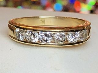 ESTATE VINTAGE 14K YELLOW GOLD NATURAL 6 DIAMOND RING WEDDING BAND 12