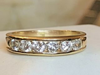 Estate Vintage 14k Yellow Gold Natural 6 Diamond Ring Wedding Band