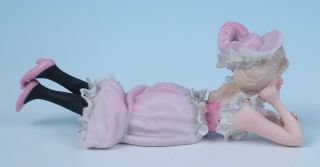 Antique German Porcelain Dresden Lace Figurine Lady Bathing Beauty Figure Pink 4