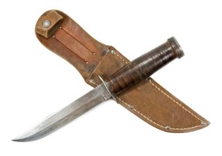Vintage Wwii Sanssouci Dr Blade Marked Leather Handle Fighting Combat Knife