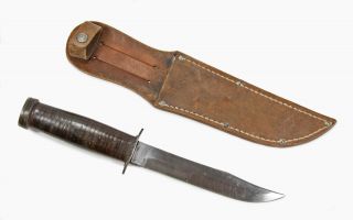 Vintage WWII SANSSOUCI DR Blade Marked Leather Handle Fighting Combat Knife 2