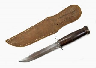 Vintage WWII SANSSOUCI DR Blade Marked Leather Handle Fighting Combat Knife 3
