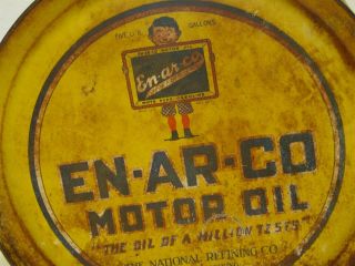Vintage En - Ar - Co Motor Oil Can,  Tub,  With Cap,  Enarco 10