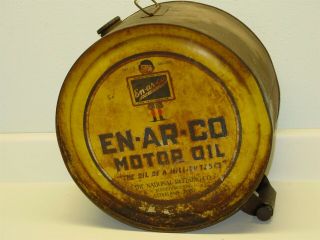 Vintage En - Ar - Co Motor Oil Can,  Tub,  With Cap,  Enarco 11