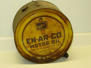Vintage En - Ar - Co Motor Oil Can,  Tub,  With Cap,  Enarco