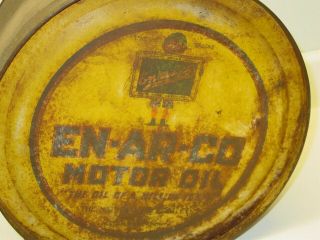 Vintage En - Ar - Co Motor Oil Can,  Tub,  With Cap,  Enarco 8