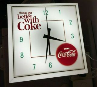 Vintage 1960s Coca Cola Lighted Wall Clock Old Stock