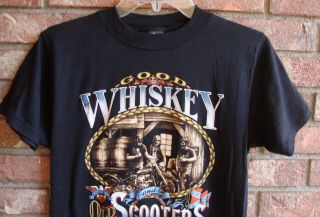 Vintage 1986 3D Harley Davidson T - Shirt Size M Good Whiskey and Old Scooters 2