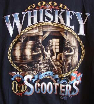Vintage 1986 3D Harley Davidson T - Shirt Size M Good Whiskey and Old Scooters 5