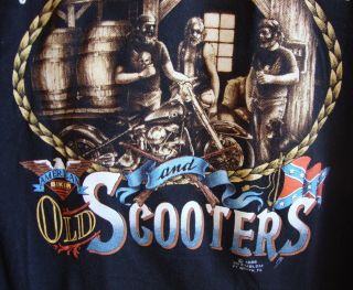 Vintage 1986 3D Harley Davidson T - Shirt Size M Good Whiskey and Old Scooters 7