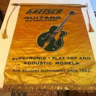 Vintage Gretsch Guitars And Amplifiers Advertising Banner 1950s - 60s