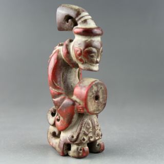 2.  8  China old cinnabar hand - carved Chinese ancient People pendant 1238 5