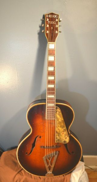 Vintage A Rogers Model 3 Regal Made 17 Inch Archtop Guitar 1930 