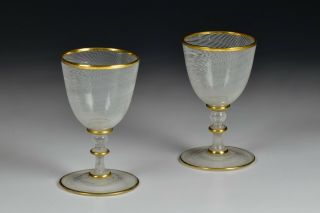 19th Century Wine Goblets By Nicolas Lutz Of Boston Sandwich Glass Co.