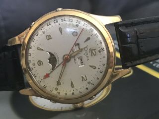 Vintage Opera Automatic Swiss Made 25j Moonphase Triple Date Gf Serviced 38mm