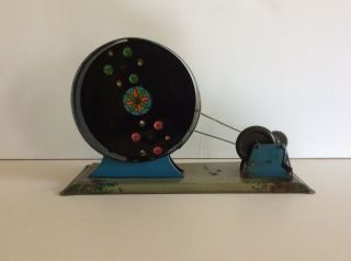 Vintage Tin Litho Wind Up Spinning Flower Toy Made In Germany