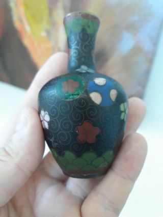 Miniature 19th C Chinese Cloisonne,  Gilt Metal Vase 8cm 2