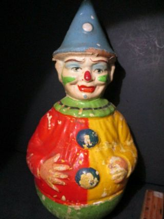 Antique Toys Rolly Dolly Roly Poly Clown Wobble Germany Paper Mache D233 Pa