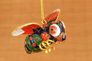 Rare Antique Old Cloisonne Hand Painting Industrious Bee Statue Decoration Gift