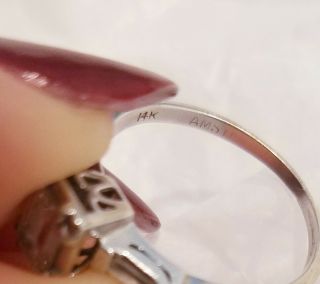 Vintage 14K White Gold.  60 Ct G/VS2 Emerald Cut Diamond Engagement Ring Size 6 4