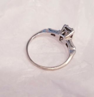 Vintage 14K White Gold.  60 Ct G/VS2 Emerald Cut Diamond Engagement Ring Size 6 5