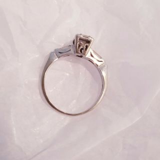 Vintage 14K White Gold.  60 Ct G/VS2 Emerald Cut Diamond Engagement Ring Size 6 6