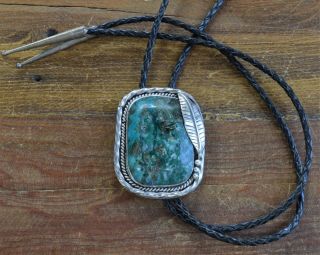 Vintage Southwestern Sterling Silver And Gem Silica Bolo Tie