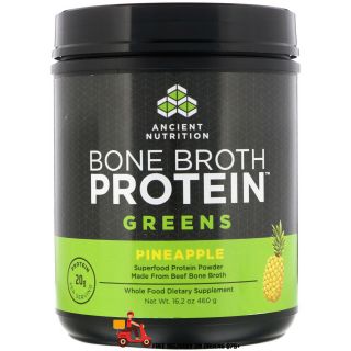 Dr.  Axe / Ancient Nutrition,  Bone Broth Protein Greens,  Pineapple,  16.  2 Oz (4.
