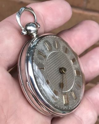 A GENTS LARGE EARLY ANTIQUE SOLID SILVER VERGE / FUSEE POCKET WATCH 1889 11