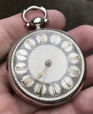 A Gents Large Early Antique Solid Silver Verge / Fusee Pocket Watch 1889
