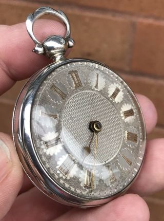 A GENTS LARGE EARLY ANTIQUE SOLID SILVER VERGE / FUSEE POCKET WATCH 1889 5