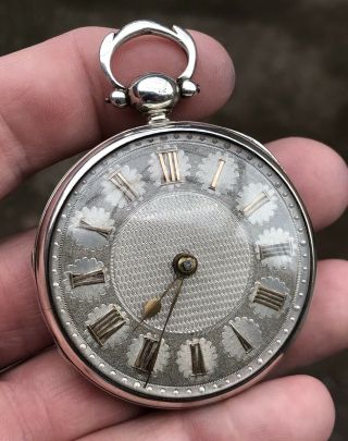 A GENTS LARGE EARLY ANTIQUE SOLID SILVER VERGE / FUSEE POCKET WATCH 1889 9