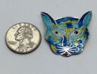 Federico Jimenez Vintage Mexican Sterling Silver Enamel Tiger Cat Pin 2