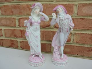 Old Antique Voigt Brothers Sitzendorf Porcelain Man & Woman Figures