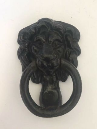 Vintage Black Cast Iron Lions Head Door Knocker