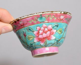 A WONDERFUL ANTIQUE CHINESE STRAITS NYONYA NONYA PORCELAIN TEA BOWL & STAND 1 5